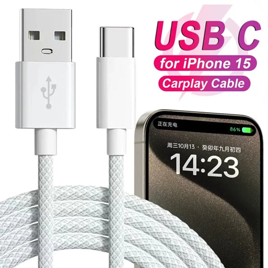 USB C Mobile Phone Cable Fast Charging USB A To Type C Nylon Braided